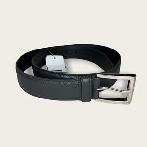 PRADA Men's Saffiano Leather Belt Gray 36/90 NEW